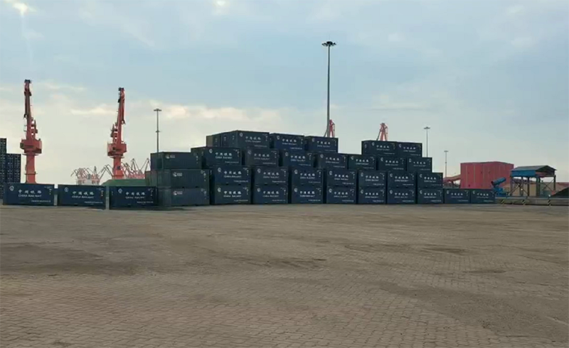 Our company stores coke containers waiting to be loaded at Dongjiakou Port